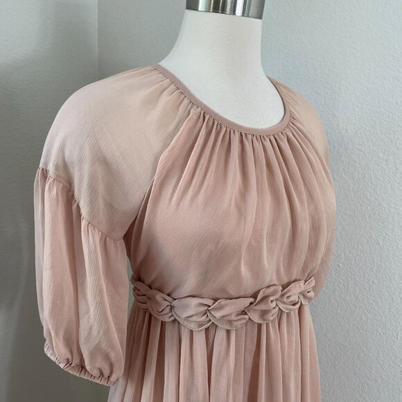 Laundry By Shelli Segal Womens 6 Dusty Pink 100% Silk Babydoll Dress Open Back - Picture 2 of 12